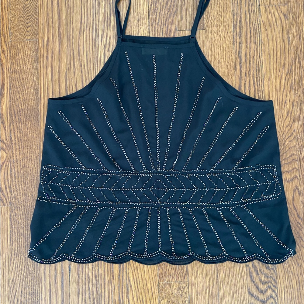 Black Sparkly Beaded South Moon Under Top